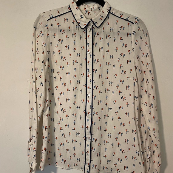 French Button Up Blouse with Figure Stakers Brand Acoté - Picture 2 of 9